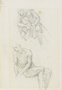 Studi di figure maschili (recto e verso), pagine 3 e 4 da un libro di studi, c. 1880-1890